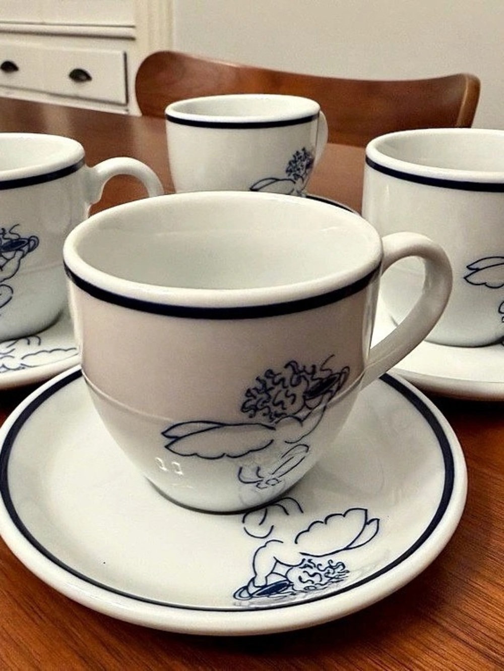Rossana 1994 Exclusively for Starbucks Cup and Saucer Set White & Blue